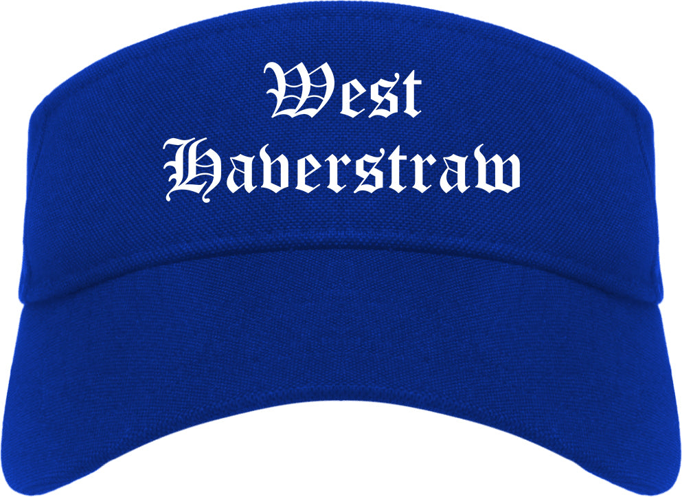 West Haverstraw New York NY Old English Mens Visor Cap Hat Royal Blue