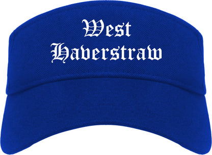 West Haverstraw New York NY Old English Mens Visor Cap Hat Royal Blue