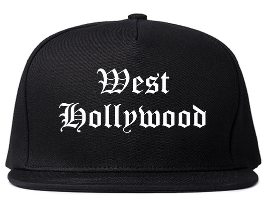 West Hollywood California CA Old English Mens Snapback Hat Black