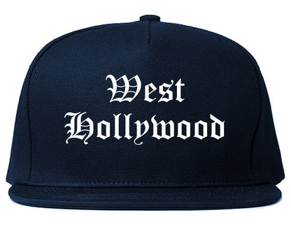 West Hollywood California CA Old English Mens Snapback Hat Navy Blue