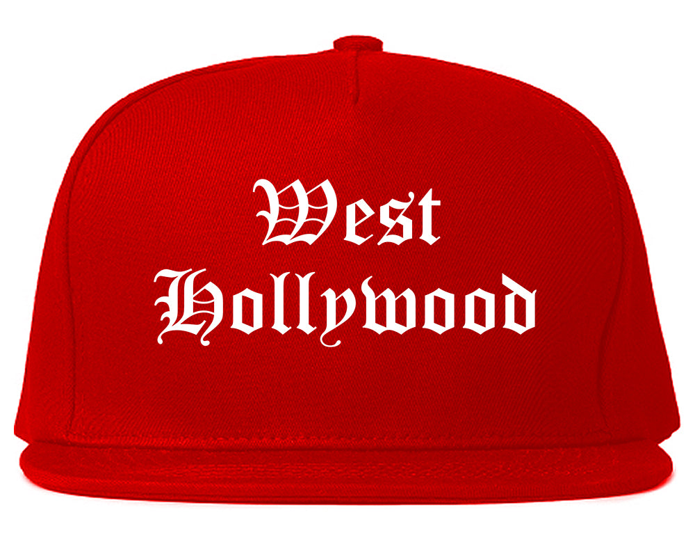 West Hollywood California CA Old English Mens Snapback Hat Red