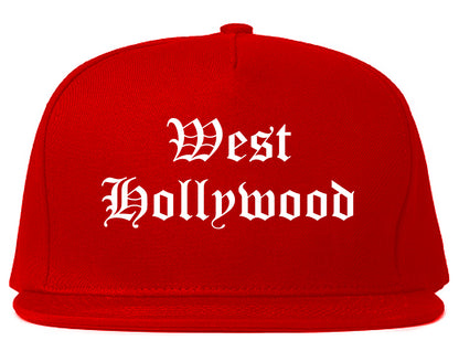 West Hollywood California CA Old English Mens Snapback Hat Red