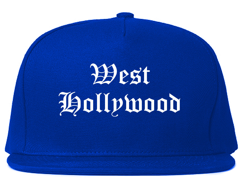 West Hollywood California CA Old English Mens Snapback Hat Royal Blue