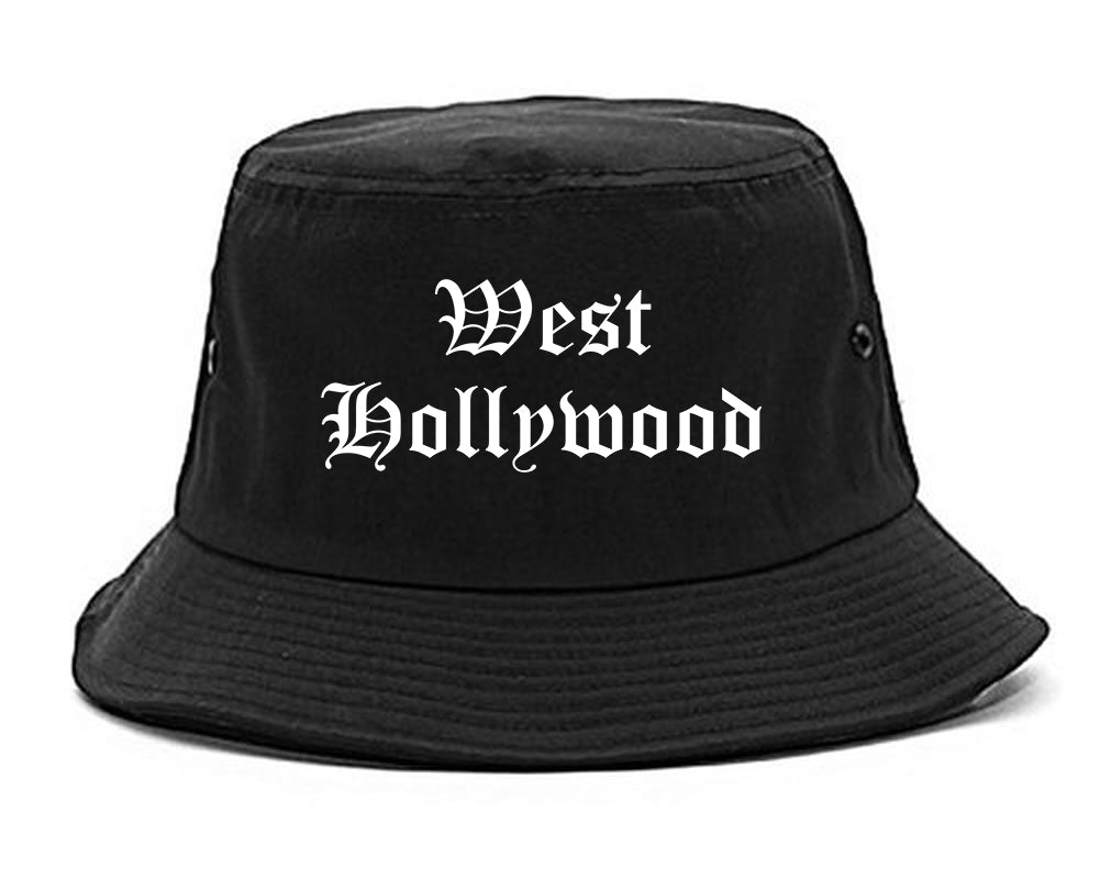West Hollywood California CA Old English Mens Bucket Hat Black