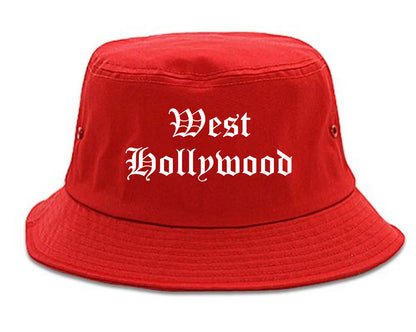 West Hollywood California CA Old English Mens Bucket Hat Red