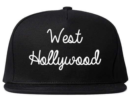 West Hollywood California CA Script Mens Snapback Hat Black