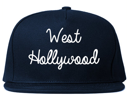 West Hollywood California CA Script Mens Snapback Hat Navy Blue