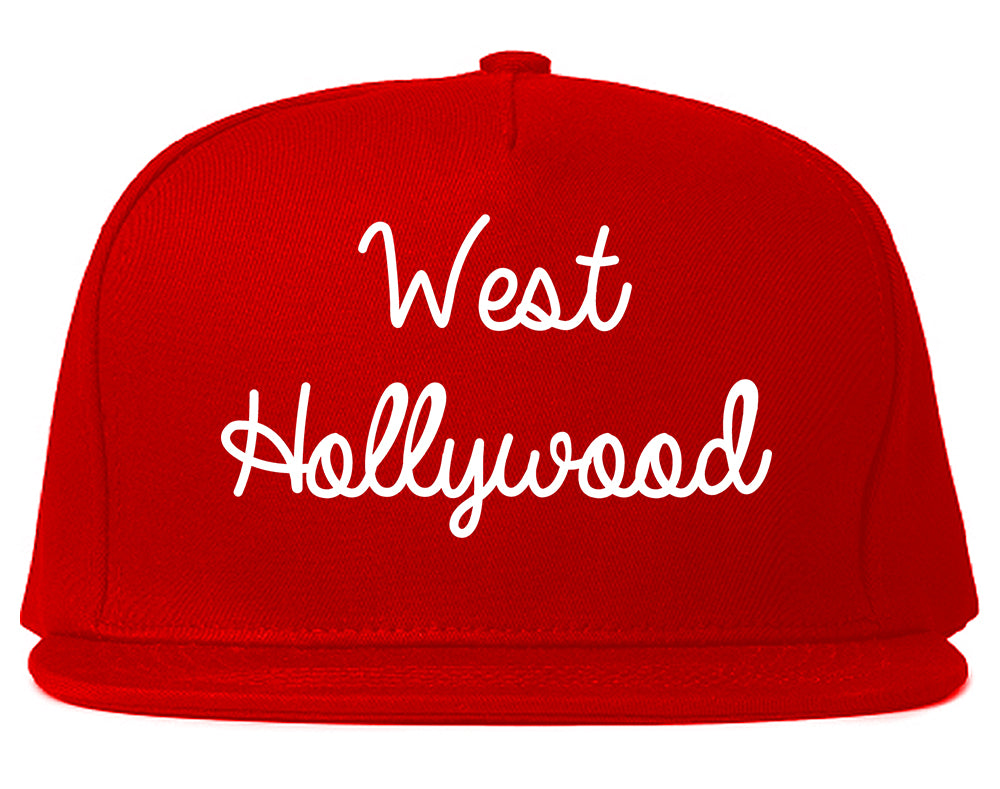 West Hollywood California CA Script Mens Snapback Hat Red