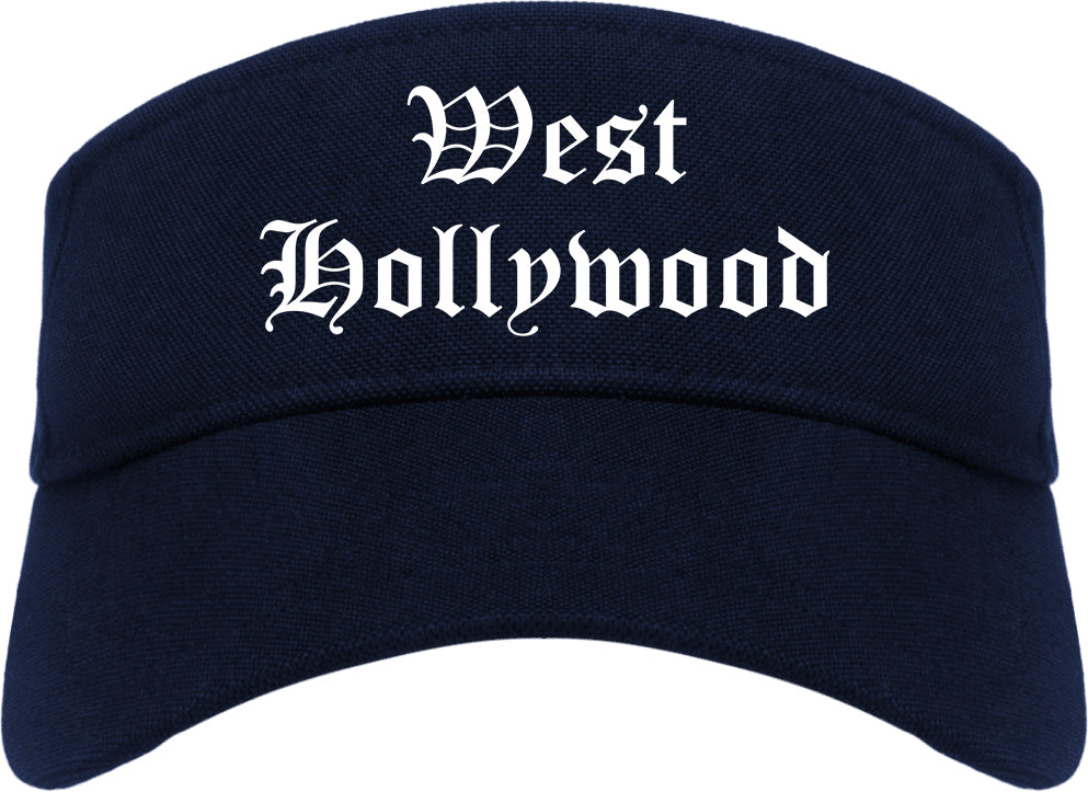 West Hollywood California CA Old English Mens Visor Cap Hat Navy Blue