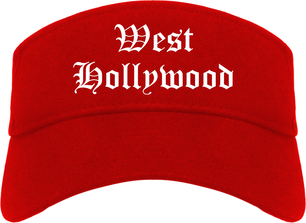 West Hollywood California CA Old English Mens Visor Cap Hat Red