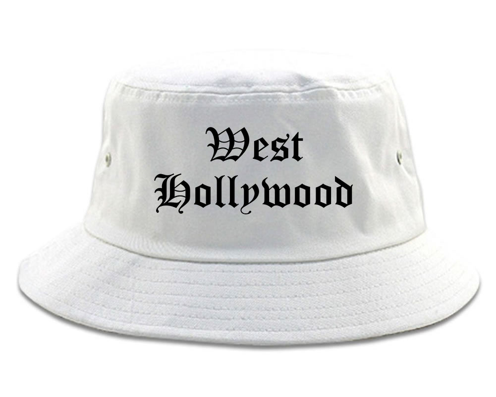 West Hollywood California CA Old English Mens Bucket Hat White