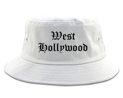 West Hollywood California CA Old English Mens Bucket Hat White