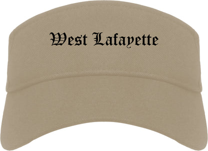 West Lafayette Indiana IN Old English Mens Visor Cap Hat Khaki