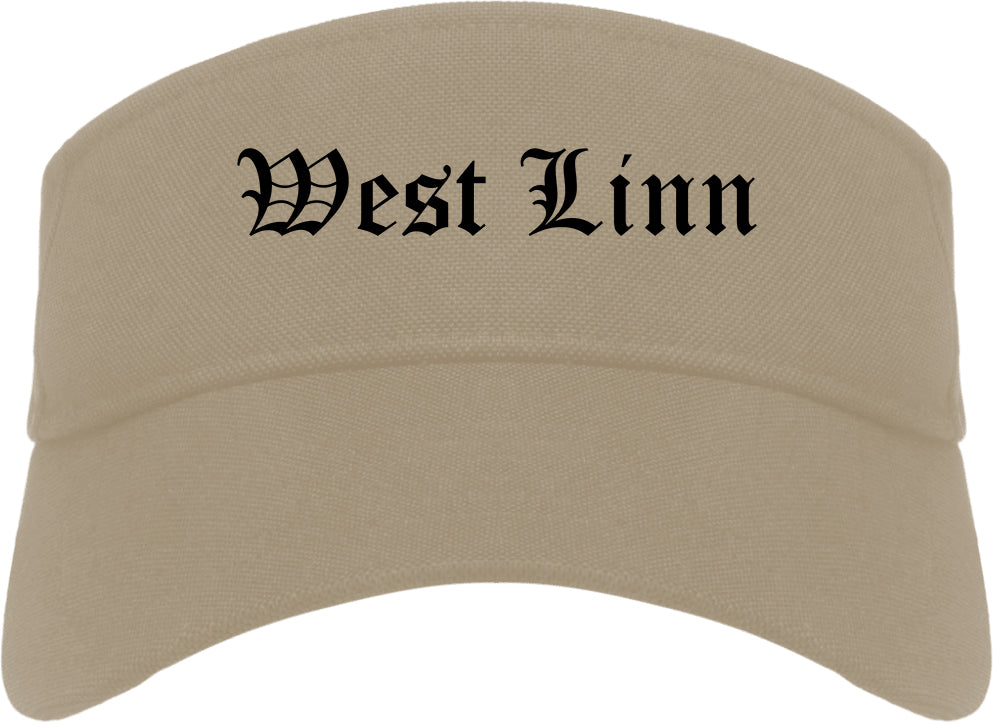 West Linn Oregon OR Old English Mens Visor Cap Hat Khaki