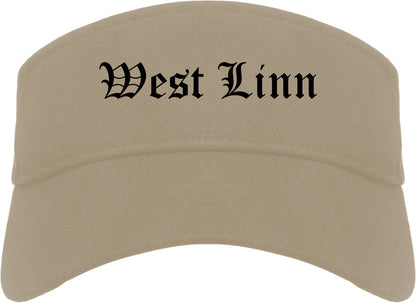 West Linn Oregon OR Old English Mens Visor Cap Hat Khaki