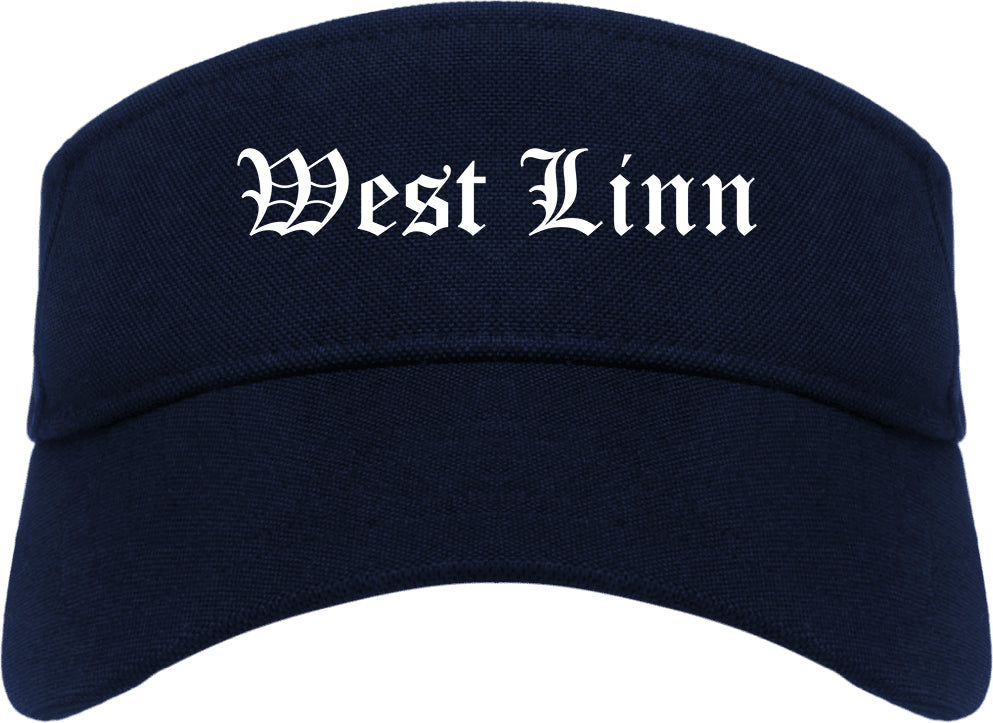 West Linn Oregon OR Old English Mens Visor Cap Hat Navy Blue