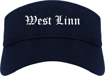 West Linn Oregon OR Old English Mens Visor Cap Hat Navy Blue