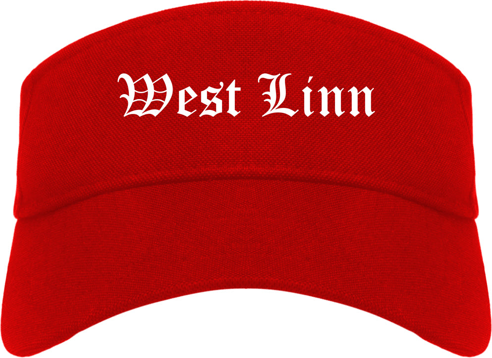 West Linn Oregon OR Old English Mens Visor Cap Hat Red