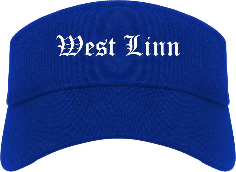 West Linn Oregon OR Old English Mens Visor Cap Hat Royal Blue