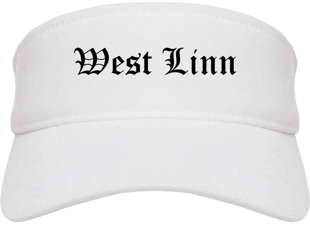 West Linn Oregon OR Old English Mens Visor Cap Hat White