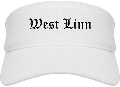 West Linn Oregon OR Old English Mens Visor Cap Hat White