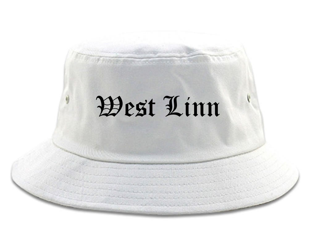 West Linn Oregon OR Old English Mens Bucket Hat White