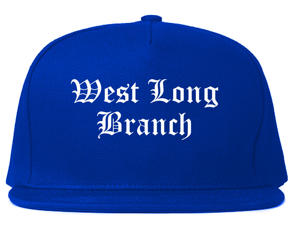 West Long Branch New Jersey NJ Old English Mens Snapback Hat Royal Blue