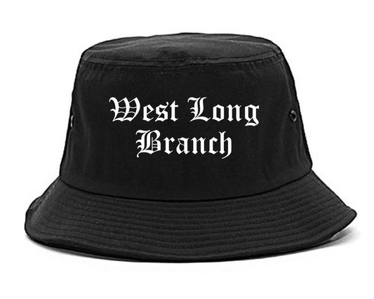 West Long Branch New Jersey NJ Old English Mens Bucket Hat Black