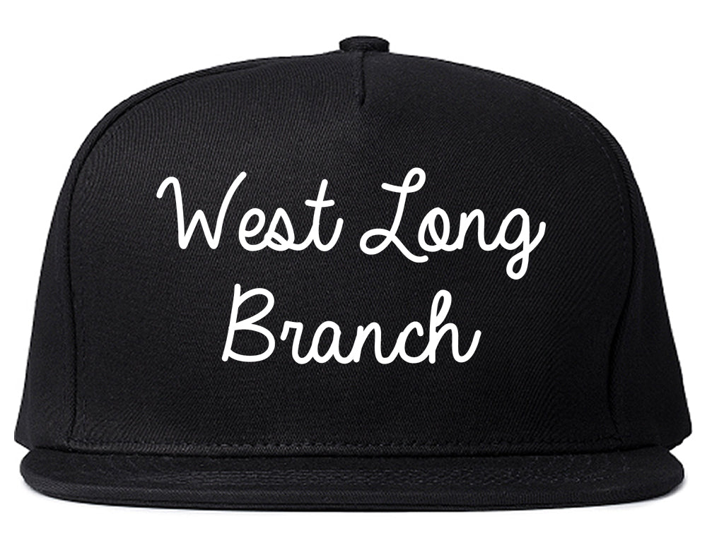West Long Branch New Jersey NJ Script Mens Snapback Hat Black