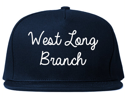 West Long Branch New Jersey NJ Script Mens Snapback Hat Navy Blue