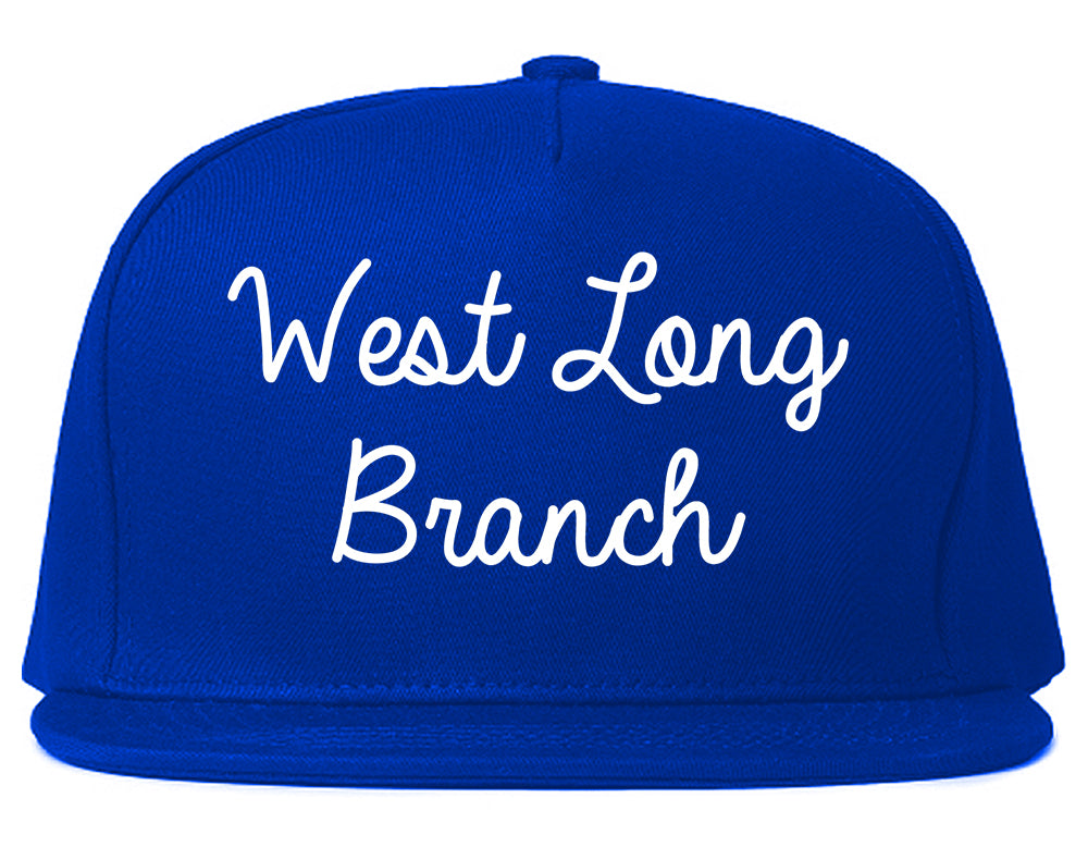 West Long Branch New Jersey NJ Script Mens Snapback Hat Royal Blue