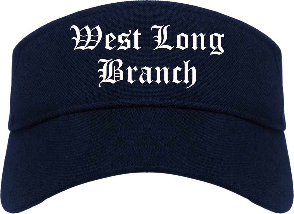 West Long Branch New Jersey NJ Old English Mens Visor Cap Hat Navy Blue