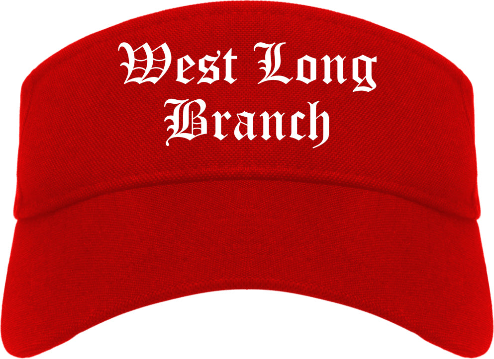 West Long Branch New Jersey NJ Old English Mens Visor Cap Hat Red