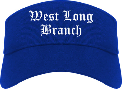 West Long Branch New Jersey NJ Old English Mens Visor Cap Hat Royal Blue