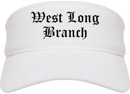 West Long Branch New Jersey NJ Old English Mens Visor Cap Hat White