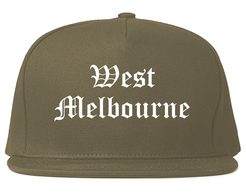 West Melbourne Florida FL Old English Mens Snapback Hat Grey