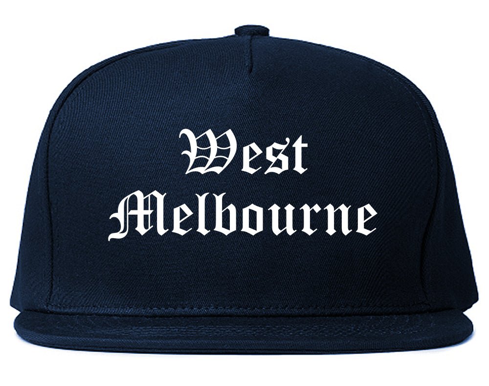 West Melbourne Florida FL Old English Mens Snapback Hat Navy Blue