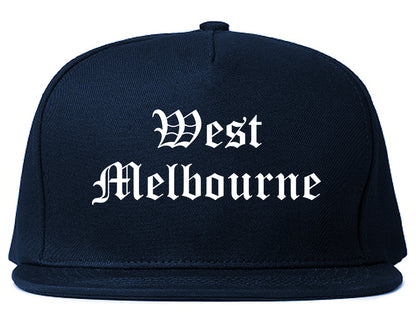 West Melbourne Florida FL Old English Mens Snapback Hat Navy Blue