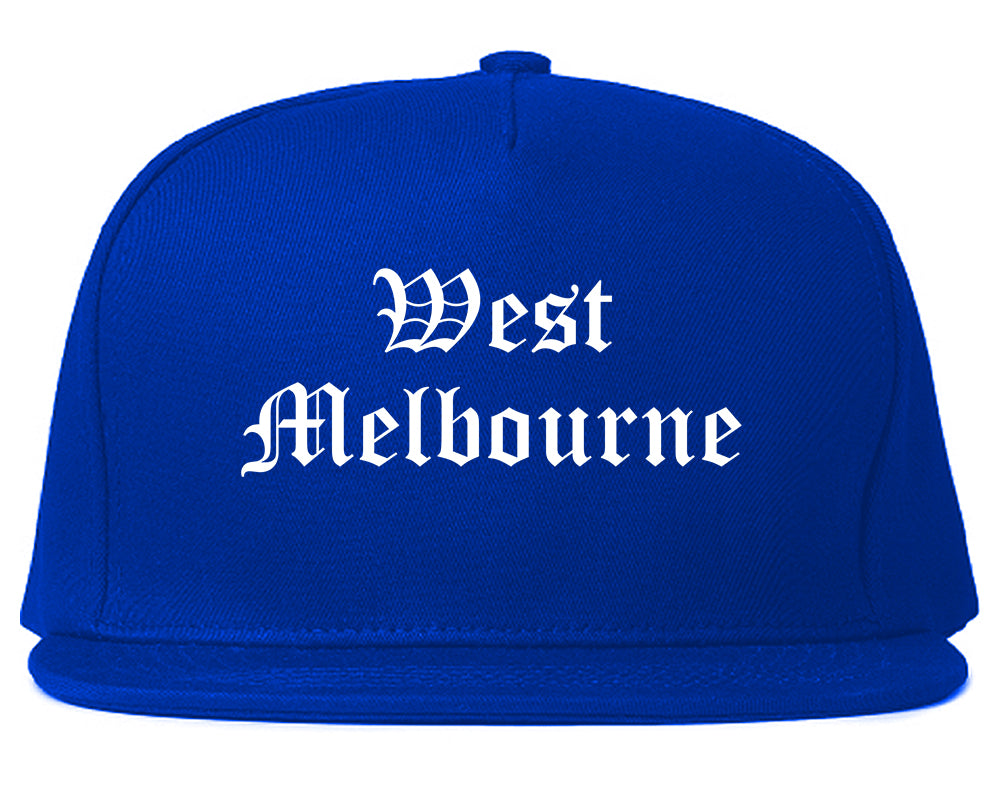 West Melbourne Florida FL Old English Mens Snapback Hat Royal Blue
