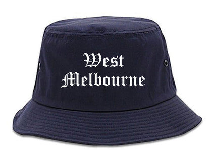 West Melbourne Florida FL Old English Mens Bucket Hat Navy Blue
