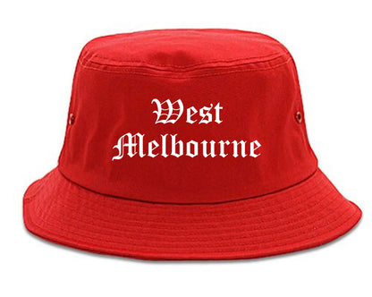 West Melbourne Florida FL Old English Mens Bucket Hat Red