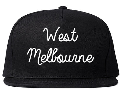 West Melbourne Florida FL Script Mens Snapback Hat Black