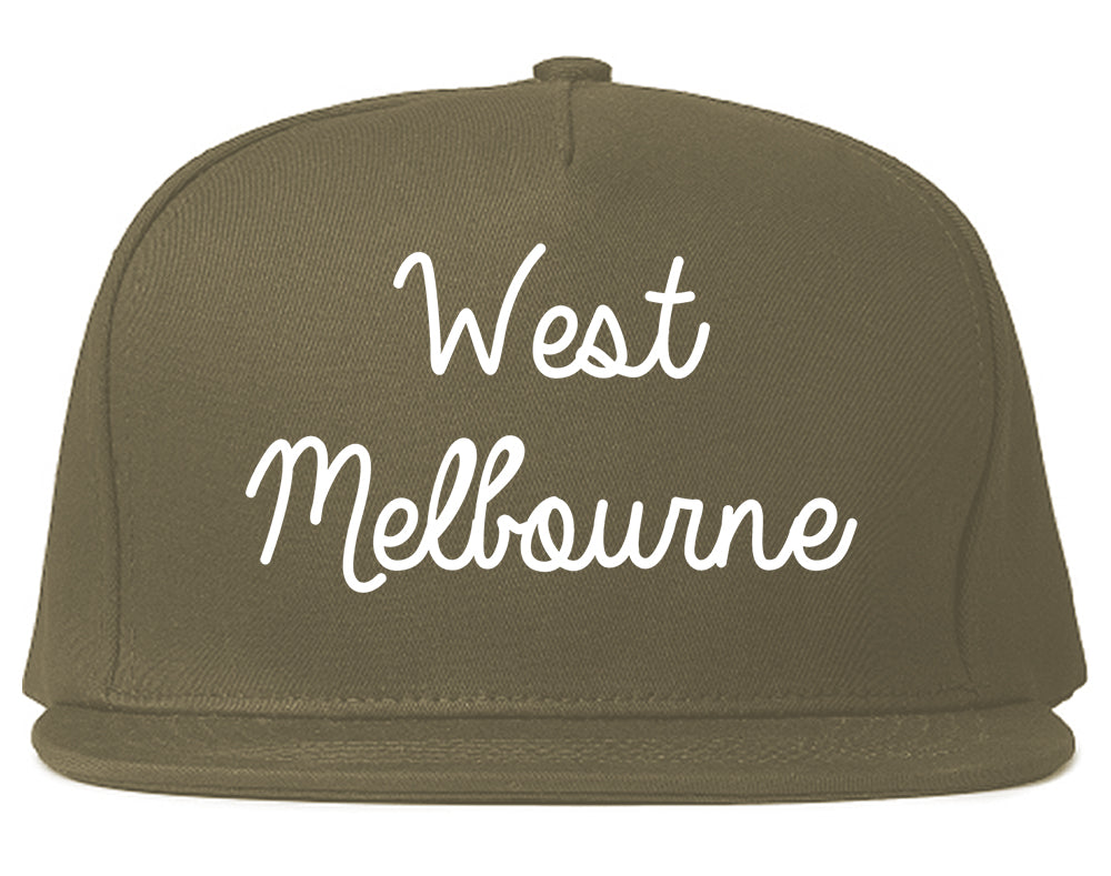West Melbourne Florida FL Script Mens Snapback Hat Grey