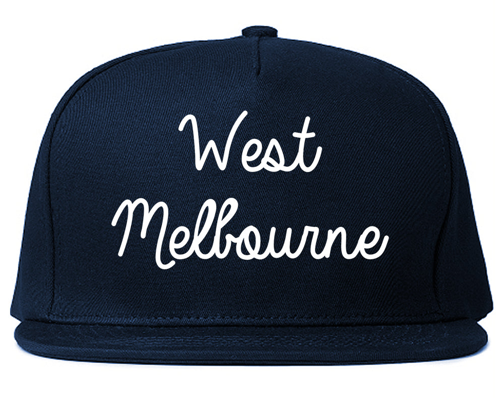 West Melbourne Florida FL Script Mens Snapback Hat Navy Blue