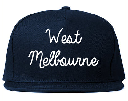 West Melbourne Florida FL Script Mens Snapback Hat Navy Blue