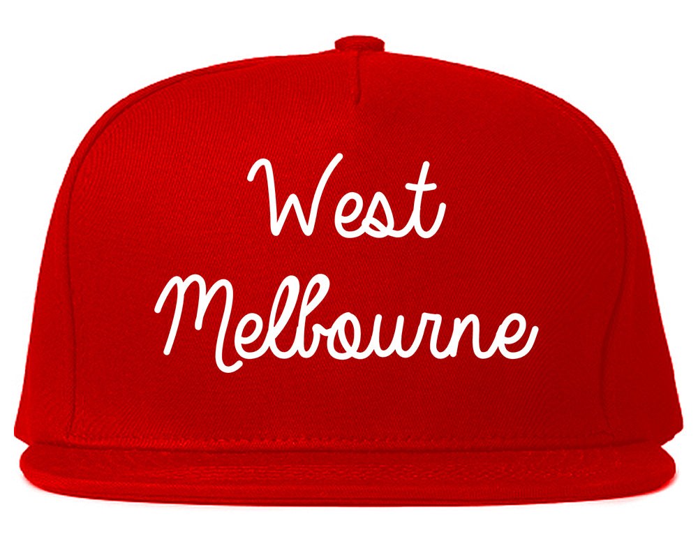 West Melbourne Florida FL Script Mens Snapback Hat Red