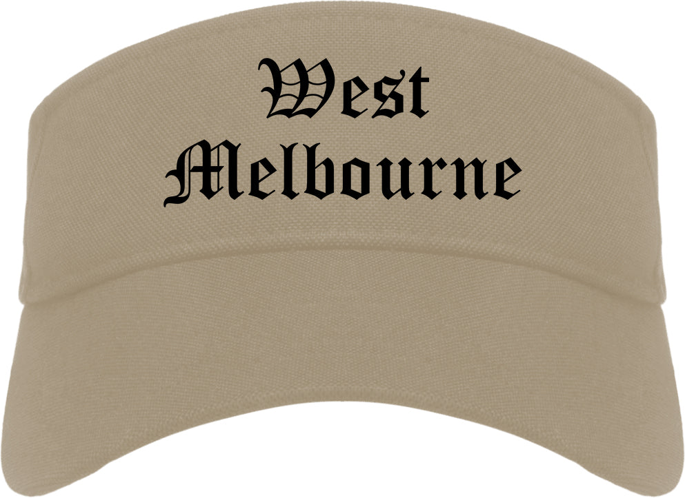West Melbourne Florida FL Old English Mens Visor Cap Hat Khaki