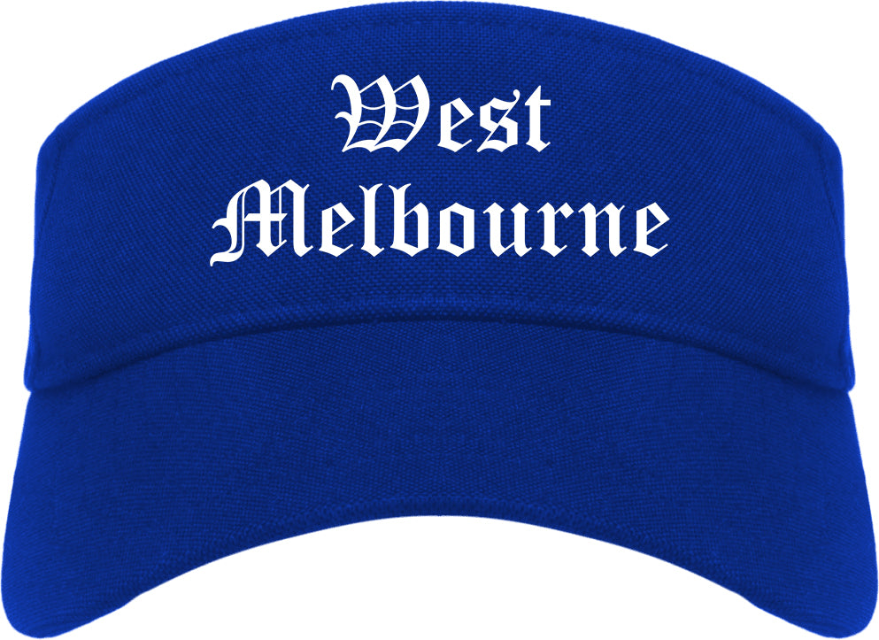 West Melbourne Florida FL Old English Mens Visor Cap Hat Royal Blue