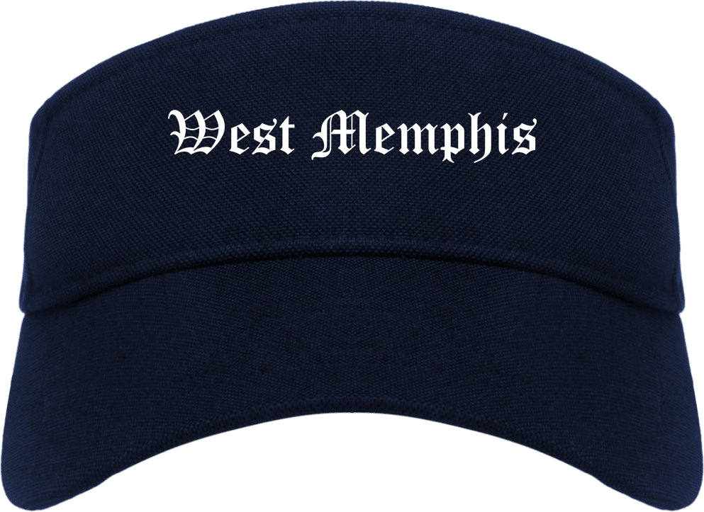West Memphis Arkansas AR Old English Mens Visor Cap Hat Navy Blue