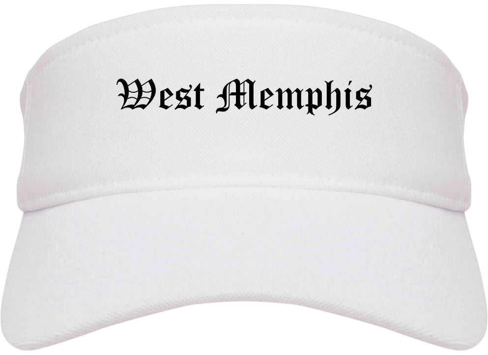 West Memphis Arkansas AR Old English Mens Visor Cap Hat White